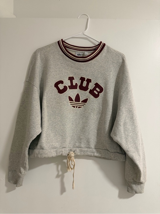 adidas Sweaters - adidas Grey Crewneck Sweatshirt with Maroon 'CLUB' Logo